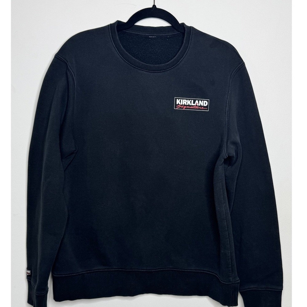 Kirkland Signature Costco Logo Crewneck Sweatshirt Black Unisex Cotton Blend